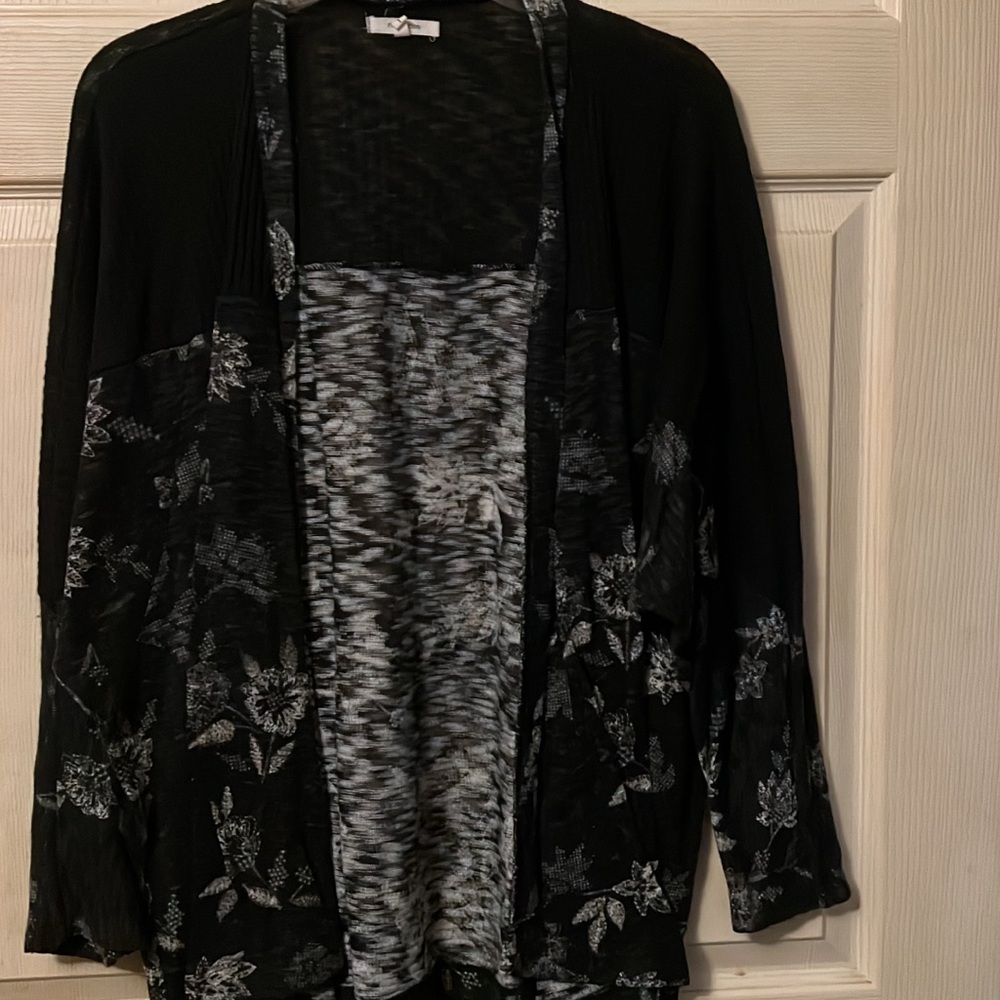 Maurices Black and Gray Floral Cardigan